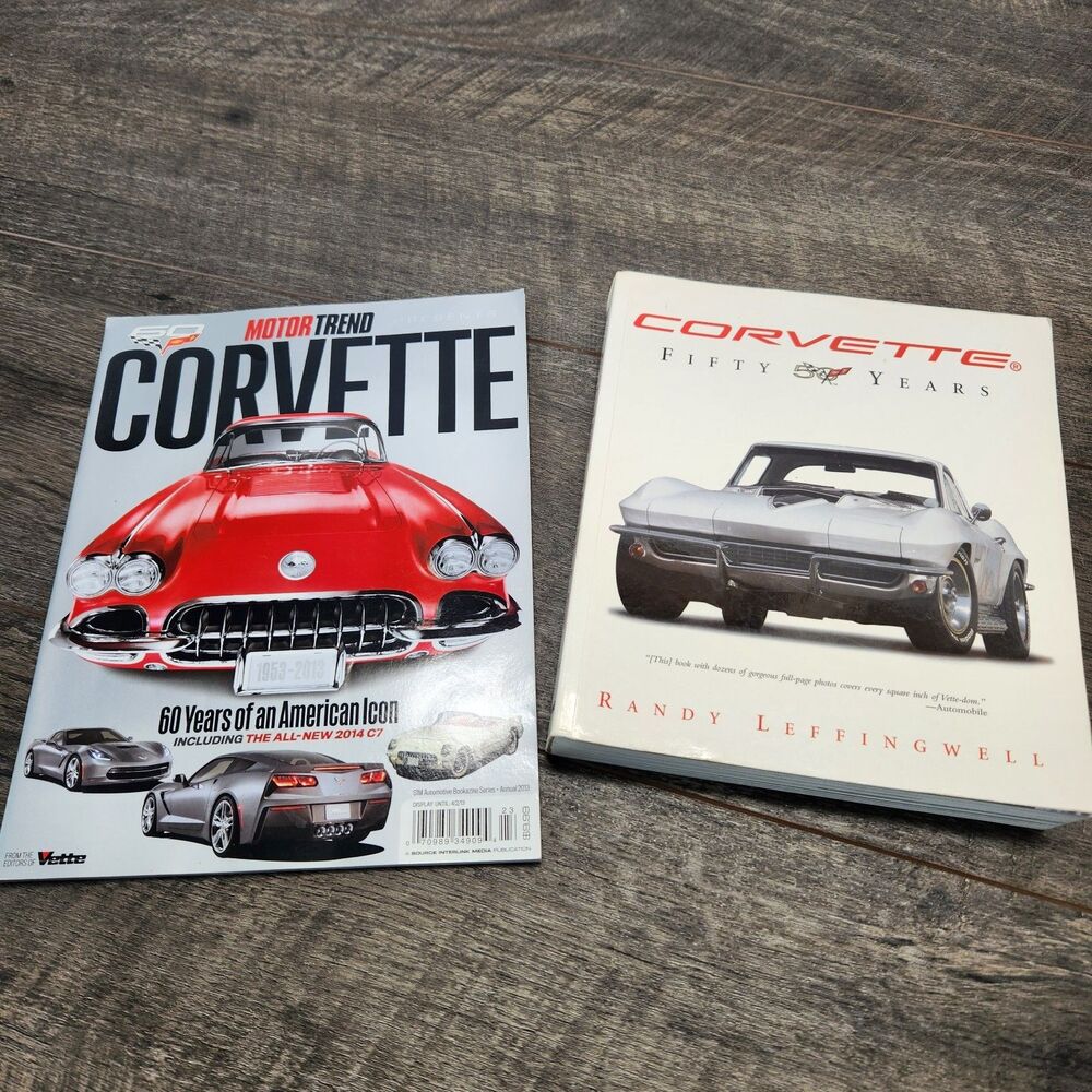 Corvette Fifty Years Softcover Book & Corvette 60 Years Motortrend Magazine 2013